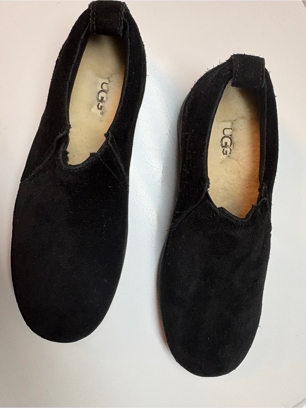 UGG Black Suede Slip-On Loafers Sz S/4